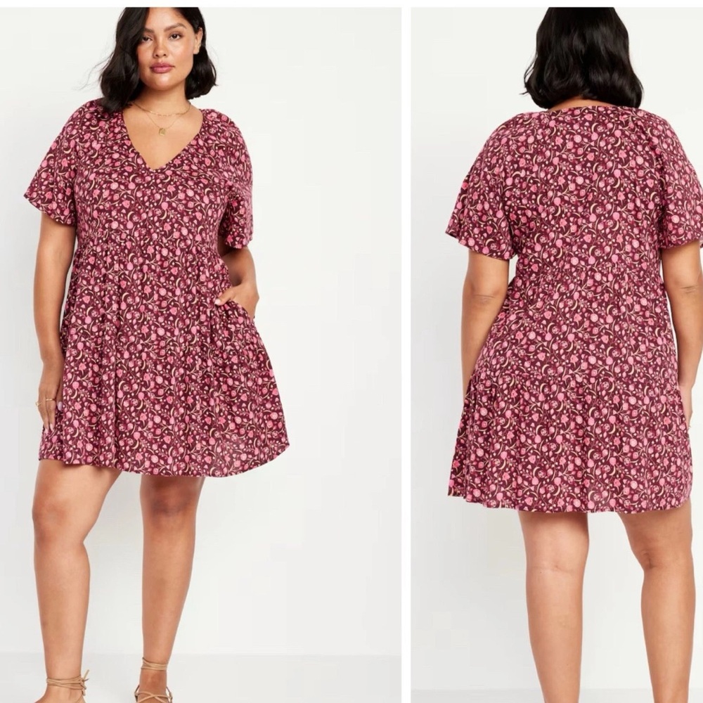 Old Navy Floral V Neck Swing Dress